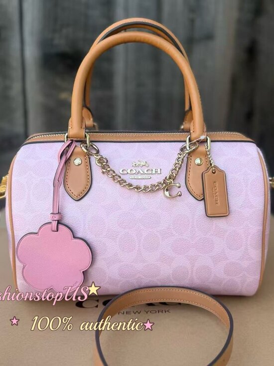 Coach Handbags - NWT Authentic Coach Medium Powder Pink Signature Rowan Satchel CEA18